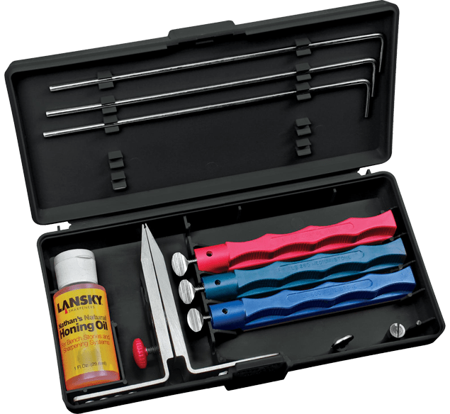 Three stone knife shop sharpener